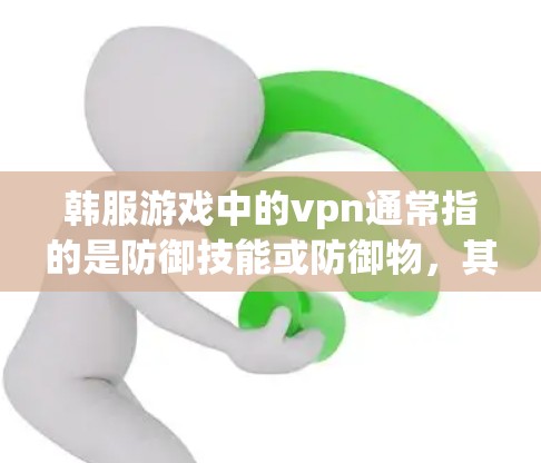 韩服游戏中的vpn通常指的是防御技能或防御物，其具体作用和形式取决于游戏的设定。以下是对VPN在韩服中的可能意义和作用的详细分析