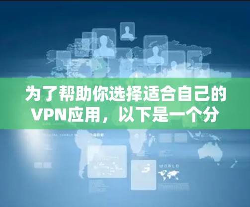 为了帮助你选择适合自己的VPN应用，以下是一个分步指南