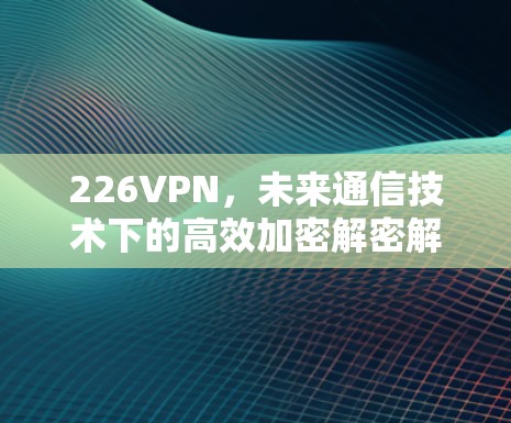 226VPN，未来通信技术下的高效加密解密解决方案